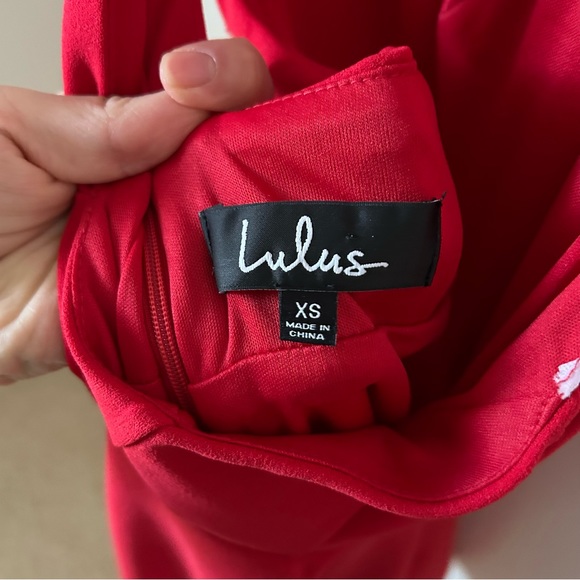 Lulus Cherry Red Mini Skater Dress Extra Small XS V-Neck Racerback - Picture 3 of 11